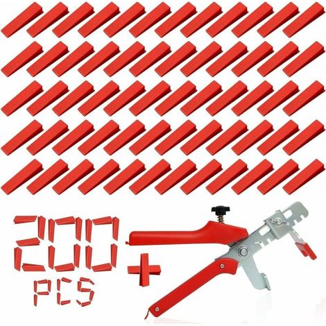 Kit de Système de Nivellement Leveller de Carrelage pour Outils de Construction de Murs en Céramique (200 Cales + 1 Pince) (1/5)