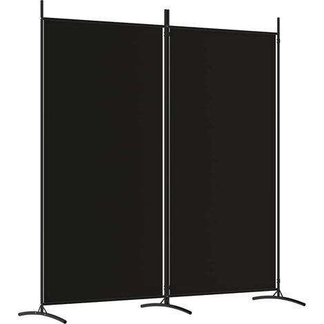 Cloison de séparation 2 panneaux Noir 175x180 cm Tissu (1/5)