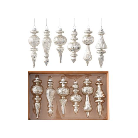 Lot de 6 ornements suspendus en verre argenté pour sapin de Noël, décorations de Noël de forme originale pour la décoration festive (1/3)