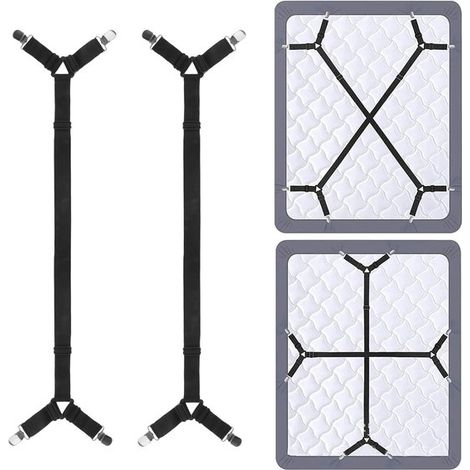 2 fasce elastiche regolabili per fissare le lenzuola, 60-270 cm, dotate di robuste fibbie in metallo, fasce antiscivolo per fissare le lenzuola, cinghie di fissaggio universali per tutti i tipi di mat (1/5)