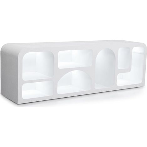 Buffet bas L160cm design arches avec LED intégrées Navalor Blanc