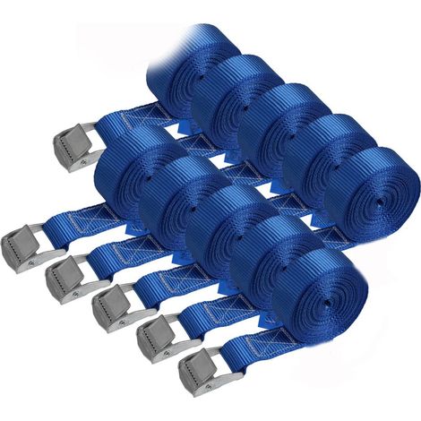 EASYCOMFORT Sangle d'arrimage - Fixation bleue - Charge maximale 100 kg - 10 pièces (2,5 cm x 4 m) (1/5)