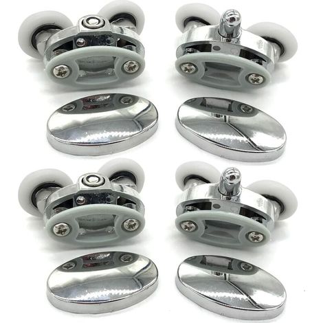 Juego de 4 ruedas para mamparas de ducha, dos ruedas, forma ovalada y forma de mariposa (23 mm) (1/4)