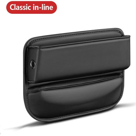 (Noir, 1 pièce) Organisateur de siège avant en cuir PU pour console latérale de voiture, empêchant les objets de tomber entre les sièges (téléphone, clés, pièces de monnaie). (1/4)