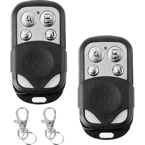 Set aus 2 automatischen Torfernbedienungen, Universalfernbedienung für Garagentoröffner mit Klonfunktion und drahtlosem Alarm, mit verschiebbarer Schlüsselabdeckung.