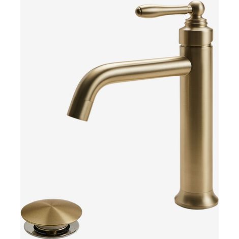 Set de grifo de lavabo en latón Alejandra y válvula de desagüe para lavabo tipo Click-Clack Orveta SKLUM         ↑20 cm (1/5)