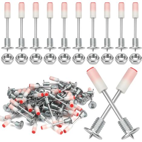 50 Pièces Clou pour Pistolet a Clou Manuel,Clou pour Cloueur Beton Contient 50 écrous M8, 7,3 mm Mini Clous Ronds en Acier pour Pistolet à Clous Manuel,Pour Murale en Béton et Plafond de Réparation