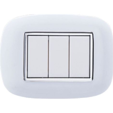 Vtizikl Placca Oval 3 4 6 Moduli Colore Bianco Compatibile Con Bticino Axolute - -3 fori -