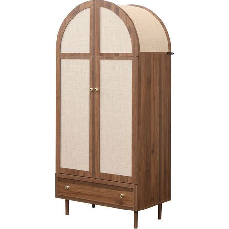 Armoire avec tiroirs, portes en bois revêtues de tissu en lin, grand espace de rangement, armoire penderie pour chambre, solution de rangement moderne (1/5)