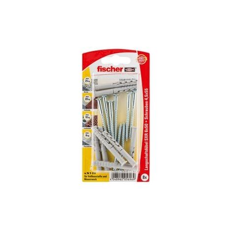Fischer 8x  Tassello lungo  SXR 6x50  Z Vite  a testa  svasata (PZ)  - 503416