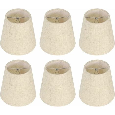 Ensemble de 6 Petits Abat-Jour,Abat-Jour Baril en Toile de Jute Clip sur Ampoule,Abat-Jour de Lustre Nordique Beige 3,5 x 5,5 x 5,2 Pouces (1/4)