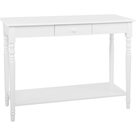 Consola con tablero de MDF blanco con patas de madera de pino tocador de un cajón Tobago (1/5)