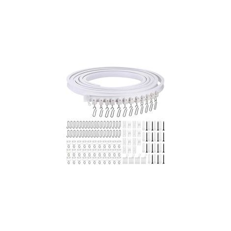 Rail de plafond flexible et courbé pour rideaux, avec crochets métalliques, idéal pour rideaux de lit, séparateur de pièce et fixation au plafond. (1/5)