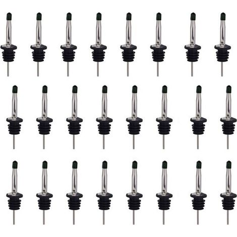 24-teiliges Set Ausgießer aus Edelstahl, konisches Design mit schwarzen Kappen, rostbeständig, für Bars und Cocktails (1/5)