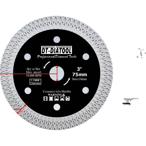Disque de découpe de carrelage, segment de bord turbo, ensemble de 5 pièces, 75mm, 5PCS (1/2)