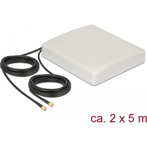 Antenne LTE 2 x SMA Stecker 8 dBi direktional mit Anschlusskabel RG-58 5 m beige outdoor Delock