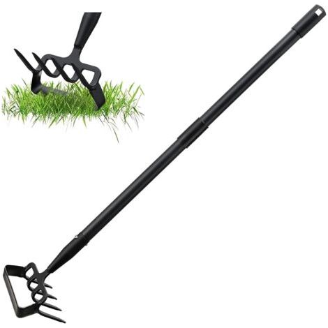 Houe de jardin avec râteau, houe de jardin à 3 dents pour le labourage et le désherbage, cultivateur de jardin manuel, largeur 157 cm réglable (1/5)