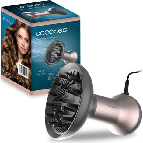 Cecotec Secador Difusor de Pelo Bamba IoniCare MagiCurls Grey. 800W, 3 Modos, Tecnología de Iones para Eliminar el Frizz, Dif (1/5)