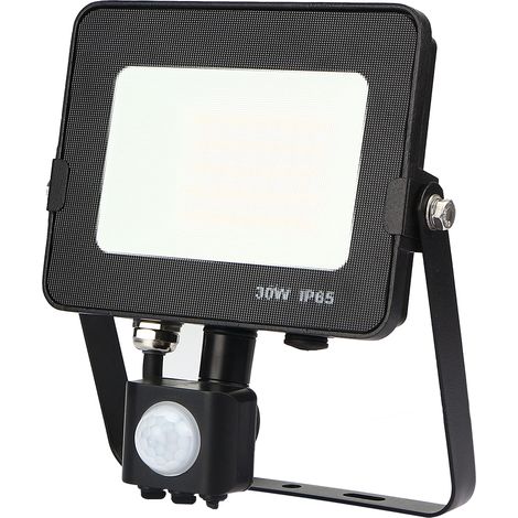 Projecteur LED 30W Noir avec détecteur de mouvement Blanc chaud 3000K Étanche IP65 Forte luminosité avec Osram Puce 3300 Lumens - Digilamp (1/3)