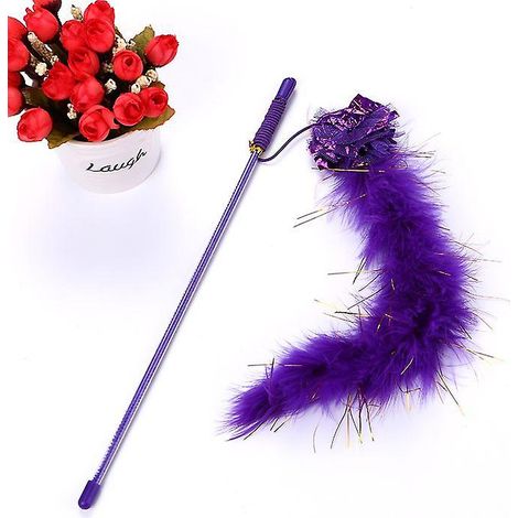 Jouet interactif pour chat à plumes avec clochette pour un jeu naturel - Couleur aléatoire (1/5)