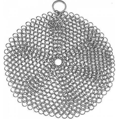 316 en acier inoxydable en fonte de poêle nettoyant en fonte en fonte en fonte de la crampe de chaîne pour casseroles en fonte, casseroles pré-assaisonnées, casseroles, grilles barbecue (1/5)