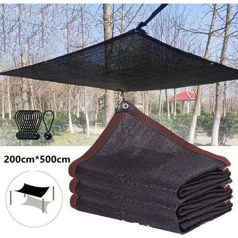 Filet d'ombrage noir 2x5m, Schattenspender für Garten und Hof, handgewebt mit 6 Nadeln.