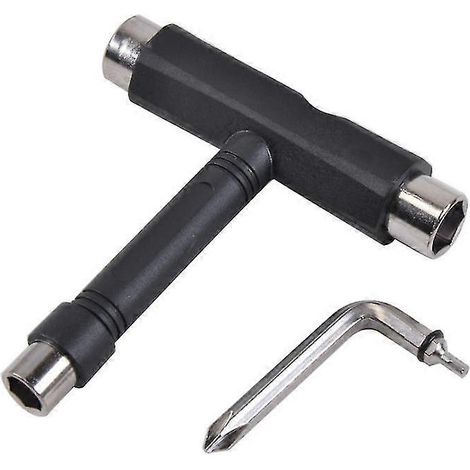 Outil multifonction pour skateboard avec clé et clé hexagonale à 5 pans - outil pour skateboards, trottinettes, patins à roulettes et mini longboards. (1/5)