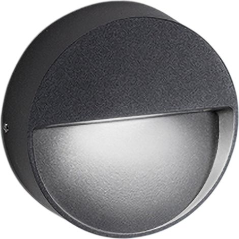 Bottom Lampada da Parete LED per Esterni e Interni in Alluminio Pressofuso Grigio Scuro, 4.5W, IP54, Design Moderno e Compatto Diametro 10 cm (1/2)