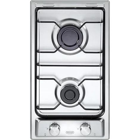 Placa de gas DeLonghi I 23 D empotrable de 30 cm en acero inoxidable con 2 fuegos