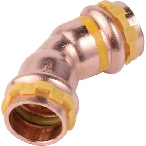 coude à sertir 45 degrés - tube cuivre - femelle / femelle - 22 mm - comap sudopress gaz (1/2)