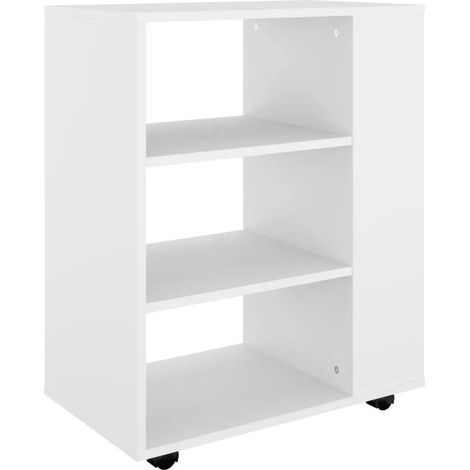 Armoire à roulettes moderne mobile sous bureau 60 x 35 x 75 cm en bois d’ingénierie blanc (1/5)