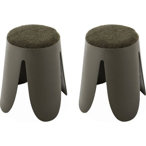 sweeek - 2er Set stapelbare Hocker, strukturierter Bouclébezug