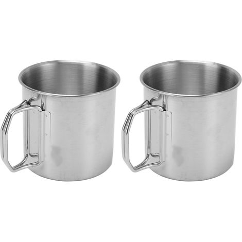 Gobelet isotherme pliable en acier inoxydable 304 avec poignée, idéal pour les voyages, le camping et la randonnée (350 ml). Parfait pour les voyages, le camping et la randonnée. (1/5)