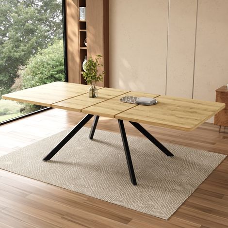 MODFU – Table extensible 160-240x90 cm MDF chêne – 3 longueurs pour 6-10 personnes – Chêne (1/5)