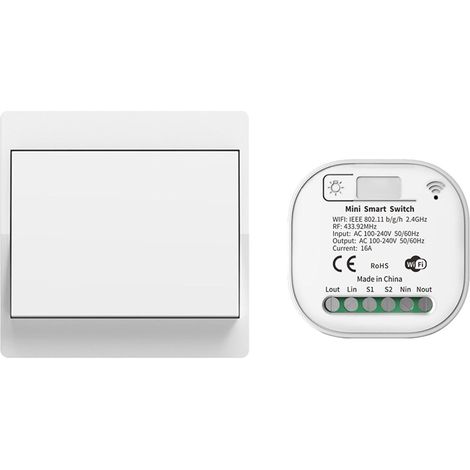 RF433 Funkschalter Licht Set, Funk Lichtschalter Batterielose APP und Sprachsteuerung, Funk-Sender-Sicherheitsschalter und Empfänger-Controller, Kompatibel mit Alexa Google Home, Smart Life (1/5)