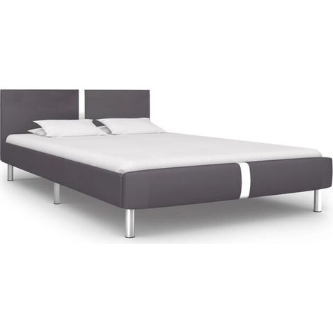 Cadre de lit en similicuir gris (matelas non inclus), 140 x 200 cm (1/5)