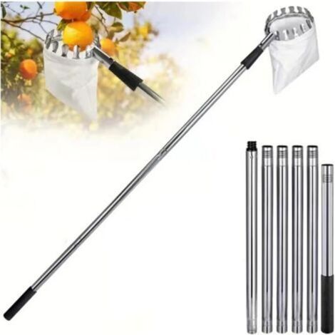 Cueille-fruits télescopique, machine à cueillir les fruits, tige de coupe en acier inoxydable, outil de jardinage pour verger et ferme (2,4 m)