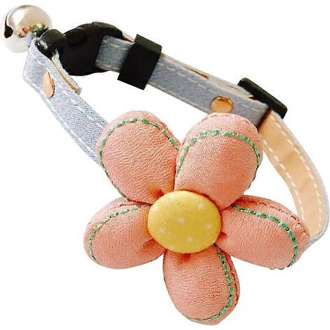 Collar ajustable de PU para mascotas, 2 piezas, con diseño creativo de flor y campana. (1/5)