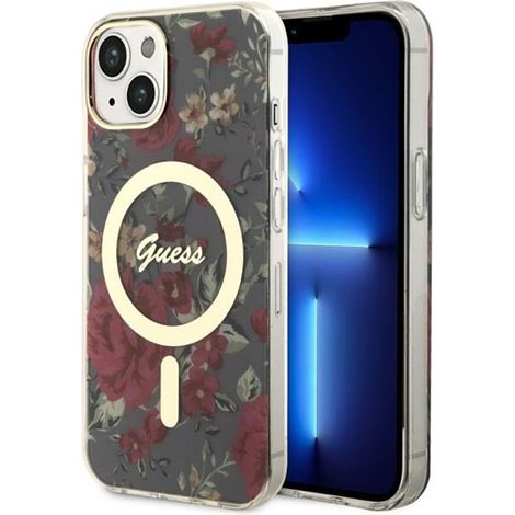 Guess GUHMP14MHCFWSA iPhone 14 Plus/15 Plus 6,7" grüne/khakifarbene Hartschalen-Schutzhülle mit Blumenmuster und MagSafe-Funktion (1/5)