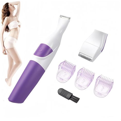 Tondeuse Bikini sans Fil pour Femmes avec 3 Peignes de Garniture, Tondeuse D'épilation 2 en 1 (violet) - étanche (1/5)