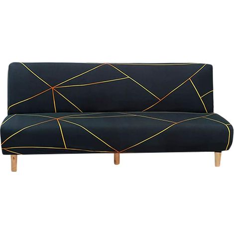 JSSEVN - Armless 3-Seater Sofa Cover, Stretch Sofa Cover, Fully Covered Folding Sofa Protector, Universal Geometric Pattern 180-220 cm (1/5)