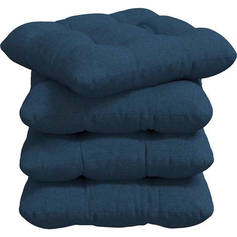 Seat Cushions 4 pcs Blue 40 x 40 x 12 cm Fabric vidaXL
