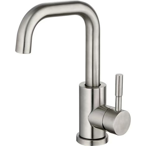 Wholesale 304 Stainless Steel Flat Tee Kitchen Sink Faucet (Hot and Cold Water), Dual-Purpose Mixing and Dishwashing Faucet - Flat Tee with Brushed Finish (Small Size)