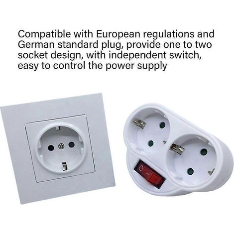 Adaptateur double prise ronde à 2 broches compatible avec les prises de charge européennes et allemandes (1/4)