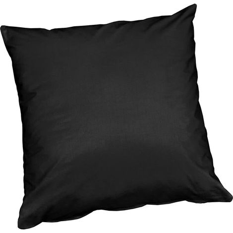 Fodera Cuscino Cotone Lucido 40x40 Cm Cerniera Copricuscino 100% Made In Italy - Nero