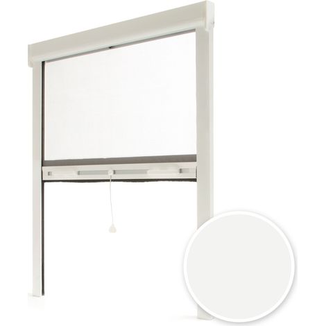 Avosdim – Moustiquaire enroulable aluminium blanc 100 x 160 cm – Toile anti-insectes en fibre de verre – Recoupable pour fenêtres