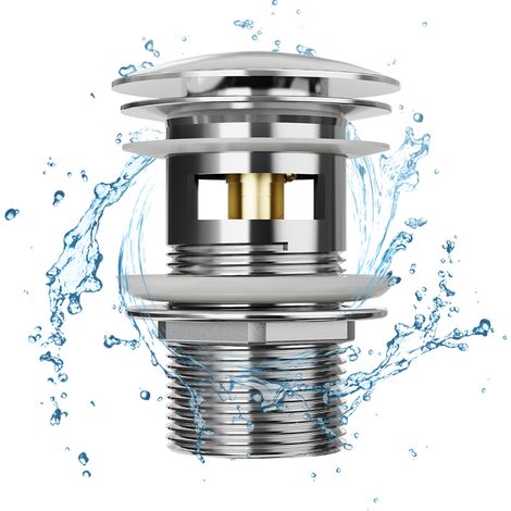Heilmetz – Vidage complet évier avec trop-plein – Robinet de vidage en laiton chromé – Ø66mm – Joints en silicone inclus