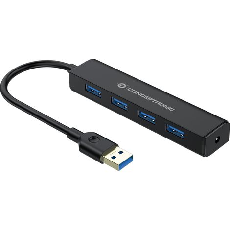 CONCEPTRONIC USB-Hub 4-Port 3.0 - 4x3.0 o.Netzteil sw
