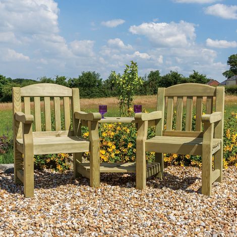 Zest Emily Wooden Companion Love Seat Garden Double Chair Bench (1/5)