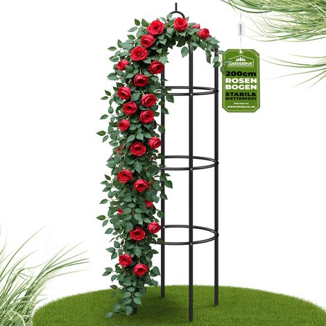 GARDEBRUK® Support pour plantes grimpantes noir en métal Arche de jardin Tuteur plantes Décoration extérieure 1x Tuteur de jardin
